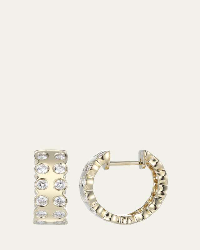 LEGGO 2.0 Small 14K Gold Diamond Hoop Earrings